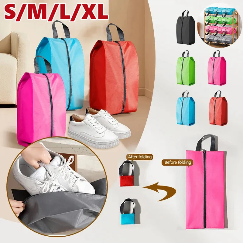 

Waterproof Travel Shoes Storage Bag Portable Dustproof Shoe Cover With Zipper Pouch Nylon Closet Shoes Sorting Bag Organizer Bag