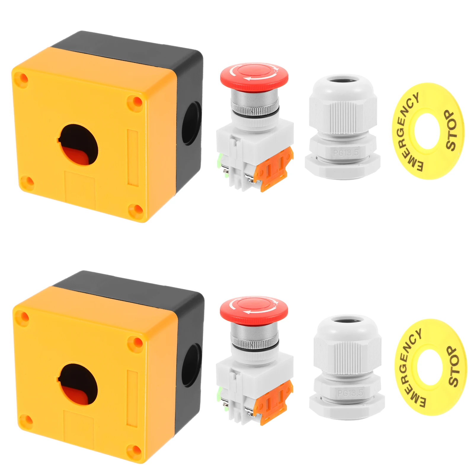 

2 set 2 Sets Stop Switch Station Push Button Emergency Response Switch Safety Workplace Button Station Emergency Use