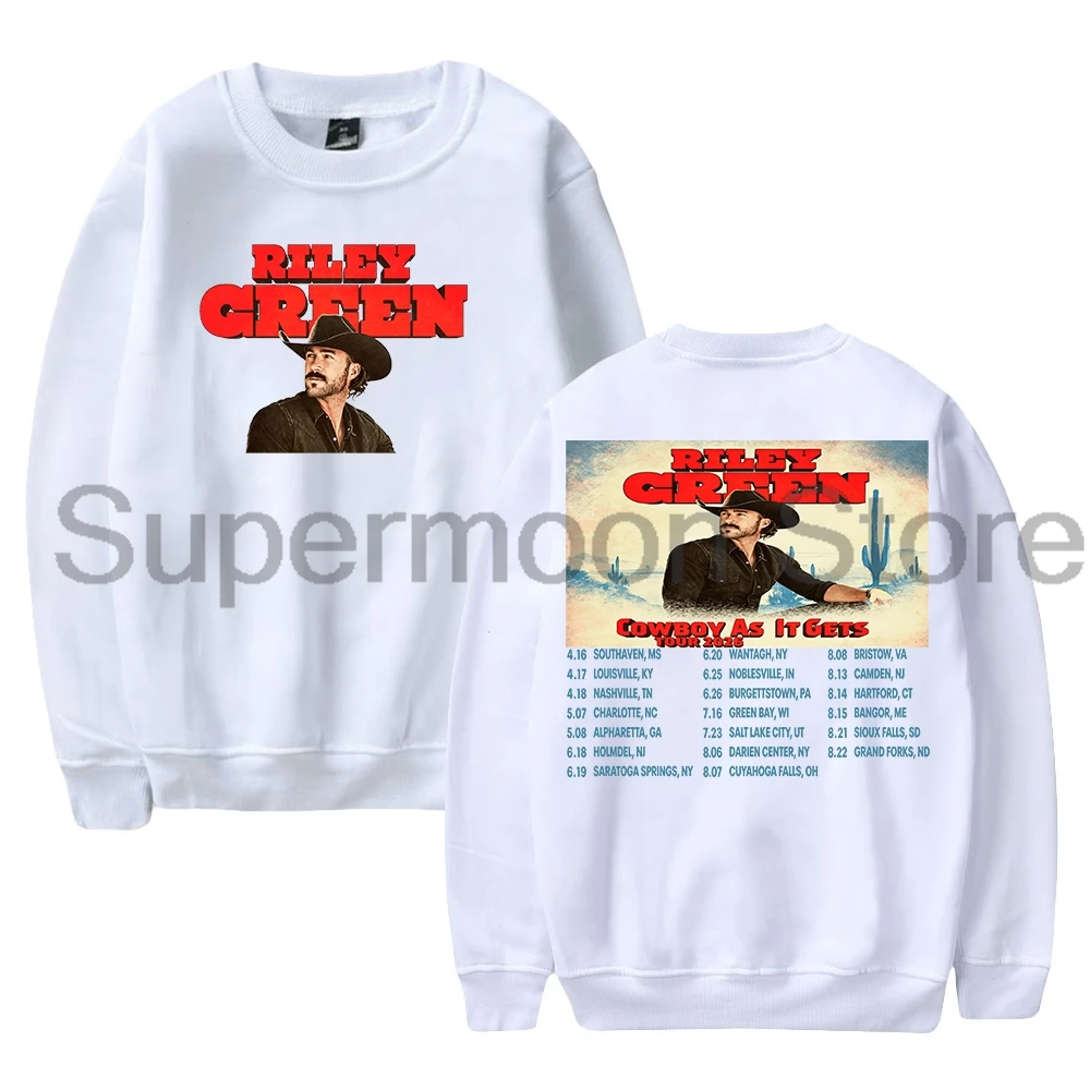 Riley Green Cowboy As It Gets Tour 2026 Crewneck Long Sleeve Streetwear Women Men Pullover Sweatshirts