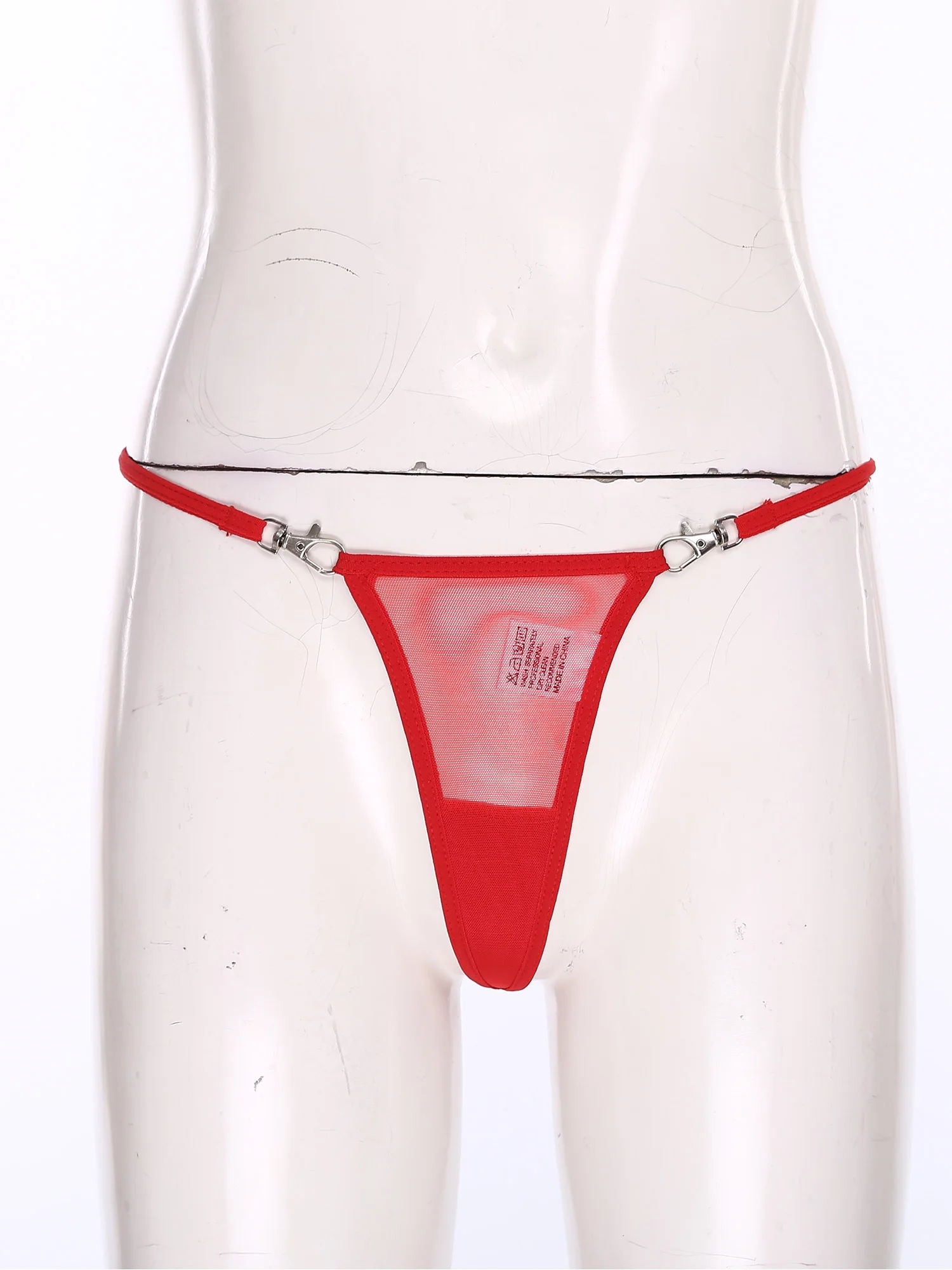 

Women Sexy Sheer Mesh Footed One-piece Jumpsuit and Thongs Lingerie Striped Rompers Halter Push-up Underwire Alluring Nightwear