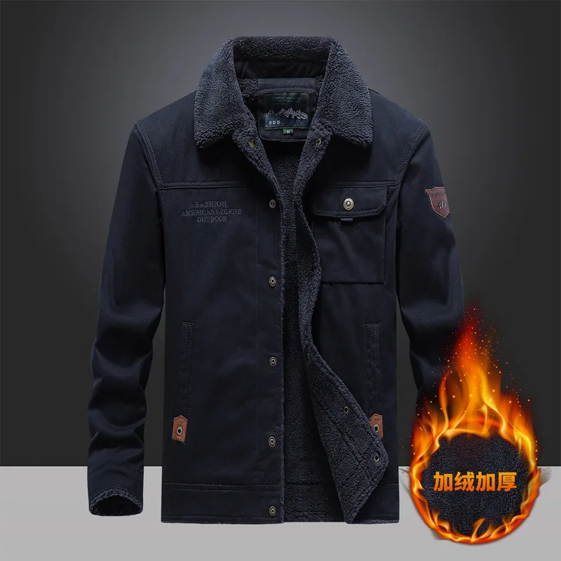 الرجال الشتاء جلد الخراف القطن وسادة مبطنة سميكة الصوف القطن الخالص ملابس العمل العسكرية فضفاضة في الهواء الطلق حجم كبير الملابس #5