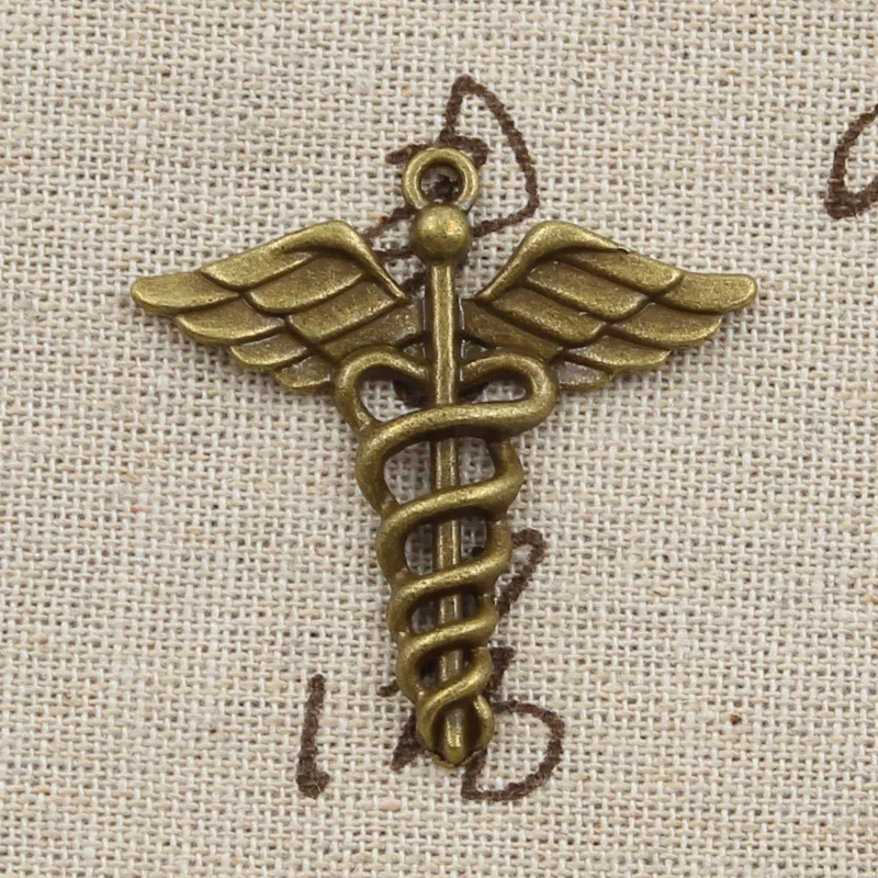 8pcs Charms Caduceus Medical Symbol Md 40x40mm Antique Pendant fit,Vintage Tibetan Bronze Silver color,DIY For Bracelet Necklace