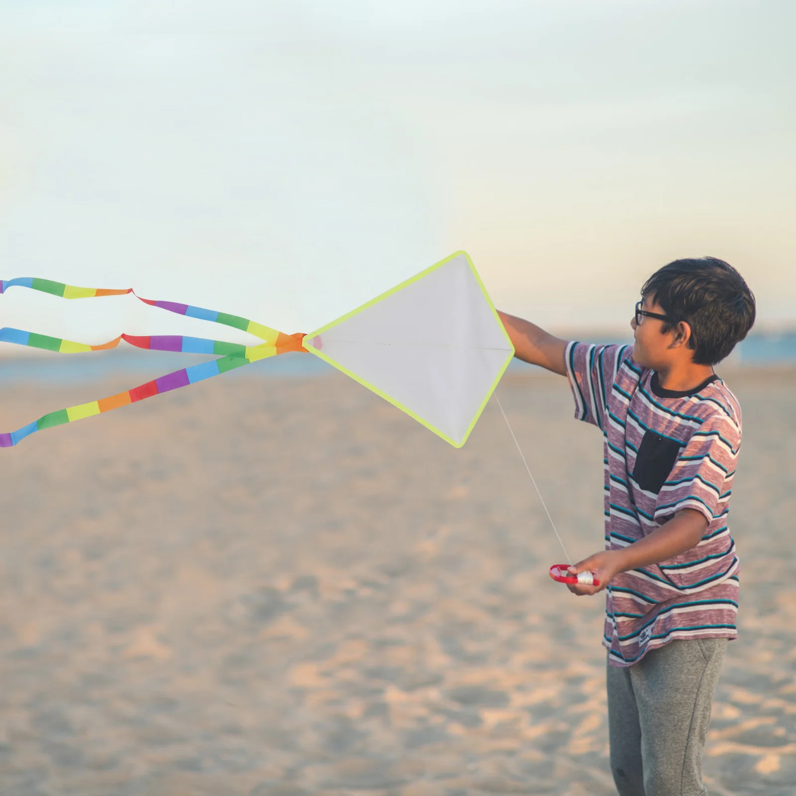 Decoração ajustável ensino kite em branco cauda longa diy pipas para crianças criança arco-íris zíper