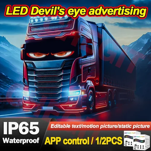 Panel de píxeles de matriz LED, Control remoto, camión, ojo de diablo, iluminación suave y plegable, tablero de desplazamiento de Graffiti, luz ambiental de 12V 24V