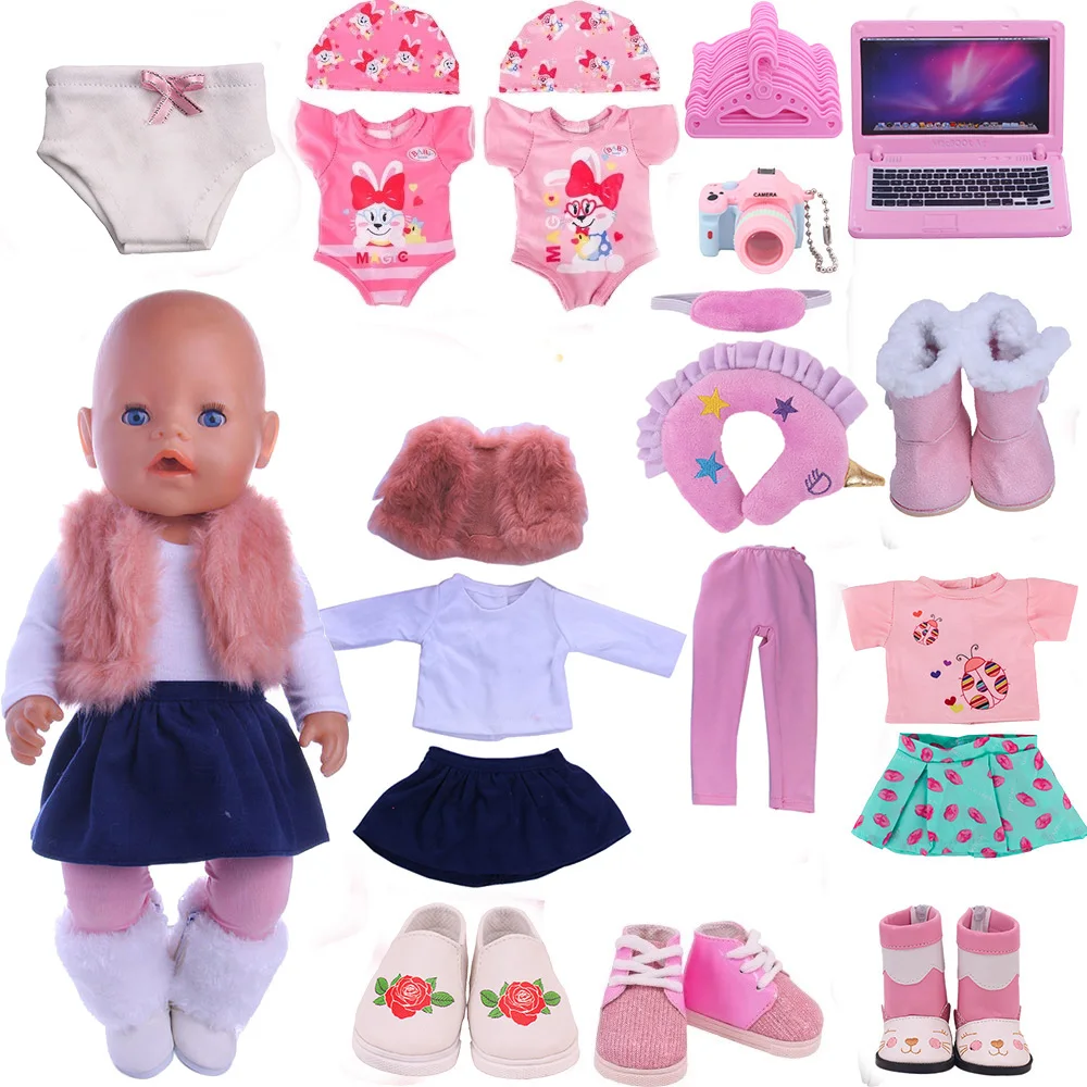 Reborn Doll Clothes Shoes,Skirt&Leggings Jacket For 16-18 Inch Girl 43 Cm Born Baby Clothes Items Our Generation,Toys For Girls