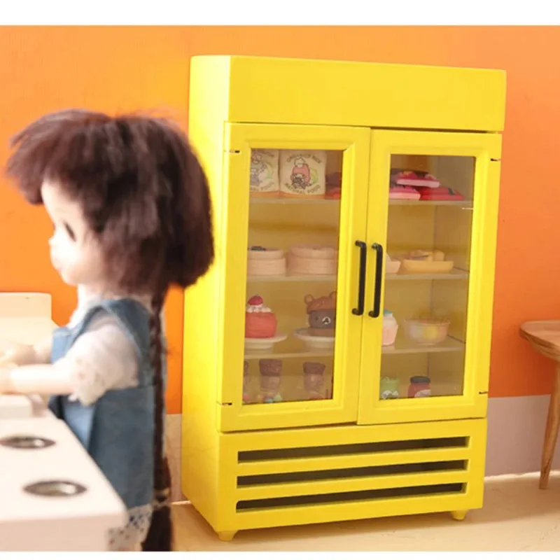 

Miniature Dollhouse Kitchen Refrigerator Double-Door Model Freezer Color BJD Dolls House Furniture Accessory