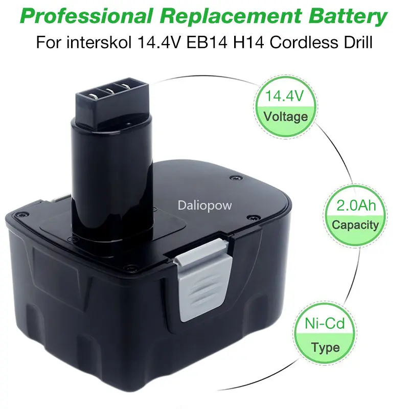 14.4V 2000mAh Ni-CD DA-13  Power Tool Replacement Rechargeable Battery for Interskol Cordless Drills Screwdriver 14.4V H14 EB14