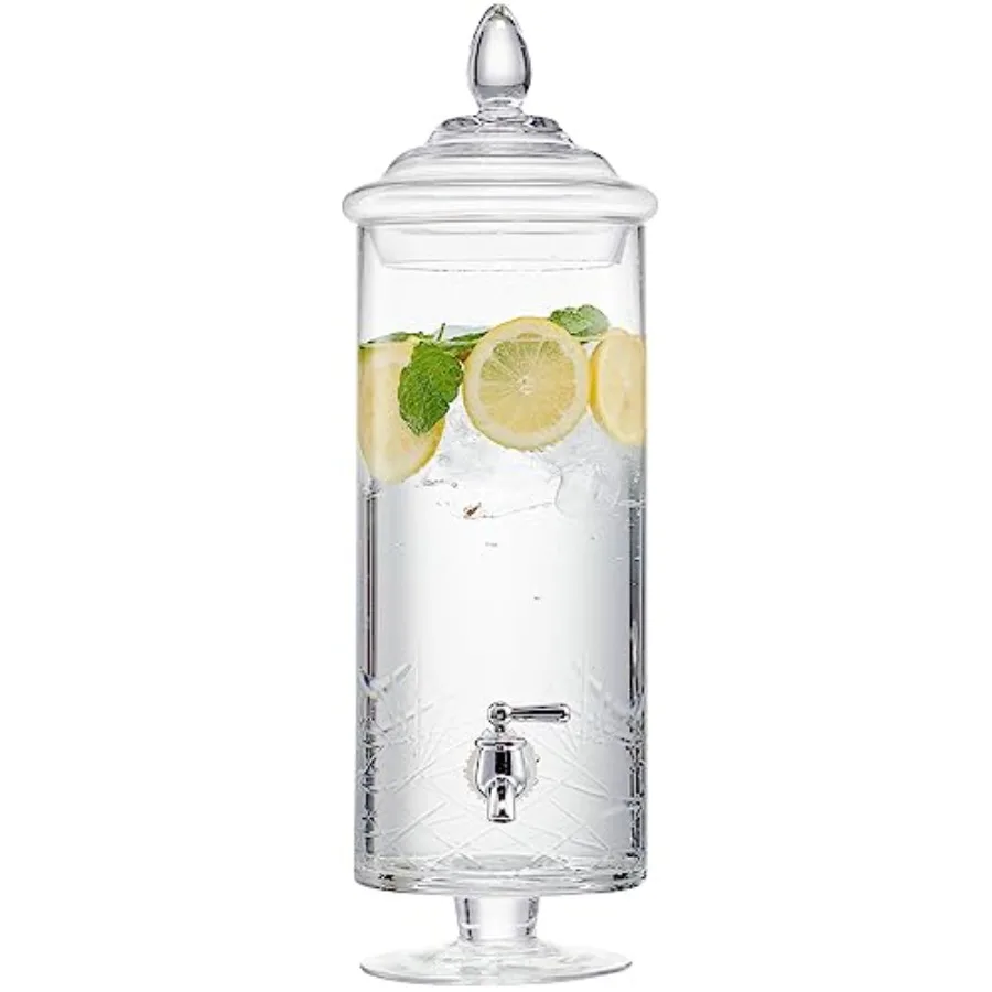 

Beverage Dispenser for Countertop - 1 Gallon Large Glass Drink Dispenser w/Spigot and Lid - Party Drink Dispenser for Sweet Tea