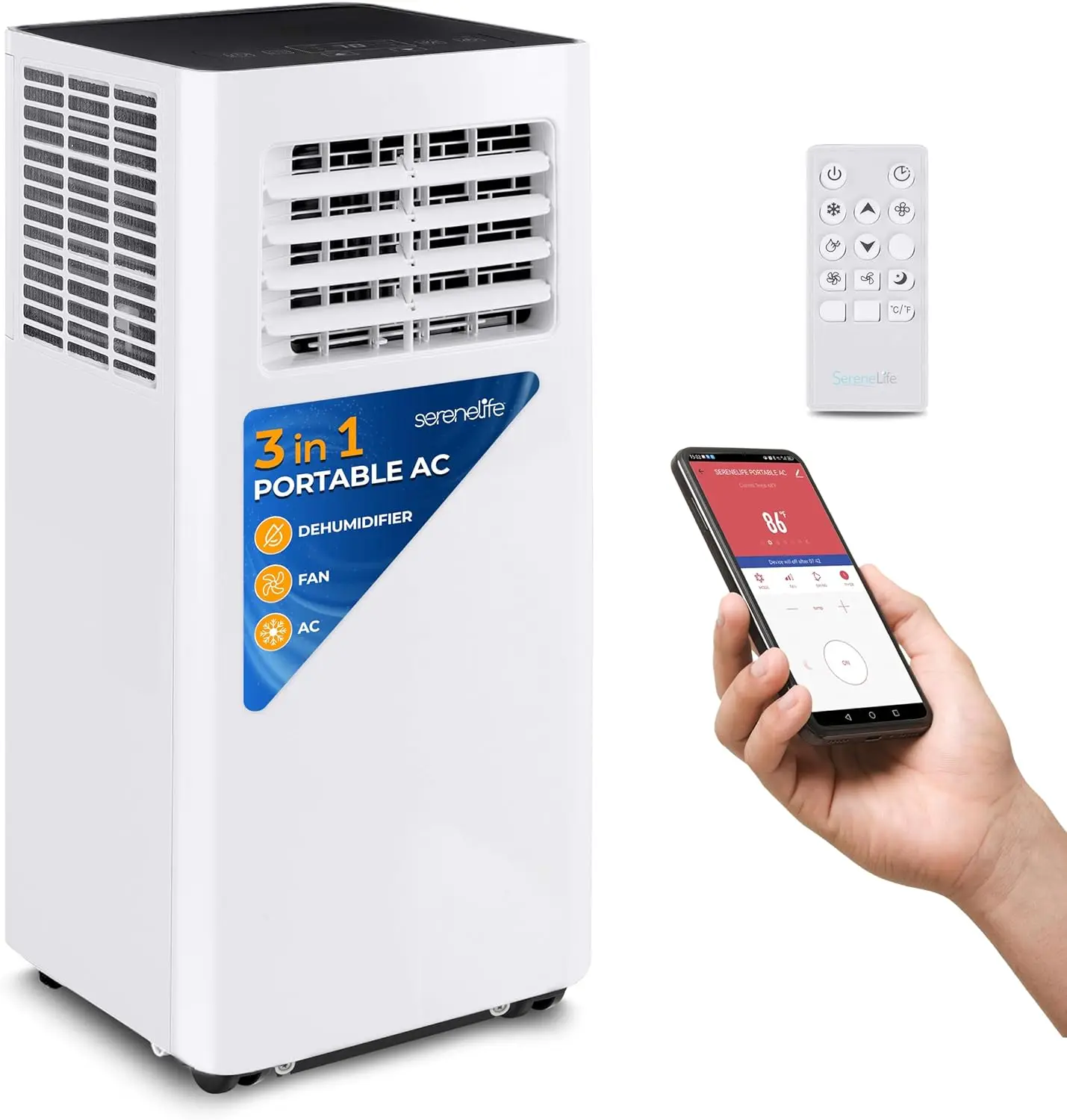 Small Air Conditioner Portable 10,000 BTU with Built-in Dehumidifier - Portable AC unit for rooms up to 450 sq ft - W