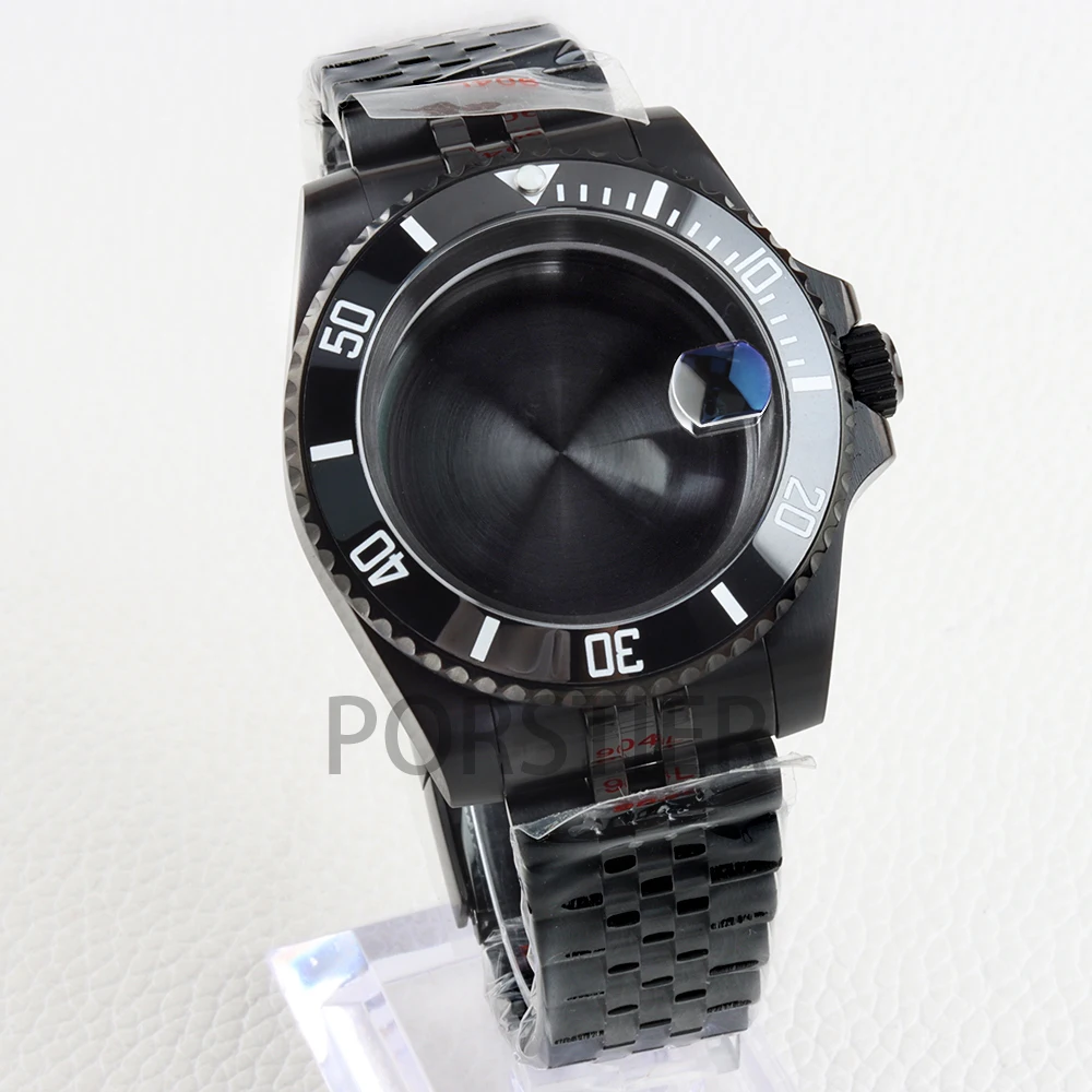 

Черный корпус часов NH35 40 мм, сапфировое стекло из нержавеющей стали для SUB NH34 NH35 NH36 NH38, полированный браслет Jubilee/Oyster