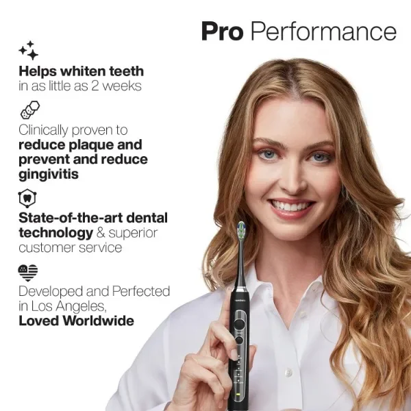 Aquasonic Black Series PRO – Ultra Whitening Toothbrush w UV Sanitizing Base – 5 Modes & Smart Timers – Premium Travel