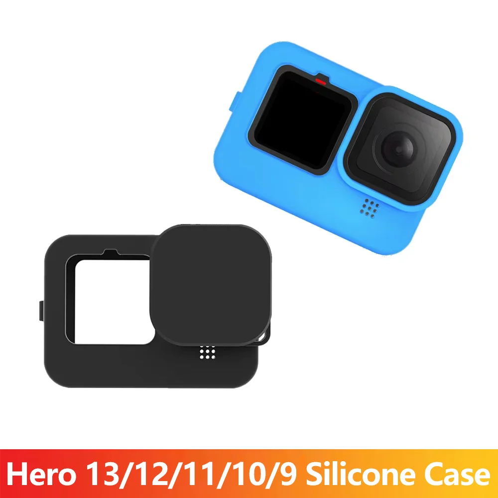 Silikon-Schutzhülle für GoPro Hero 13 12 11 10 9 Black, Stoßfeste Weiche Abdeckung mit Objektivschutz und Handschlaufe für Action-Kamera
