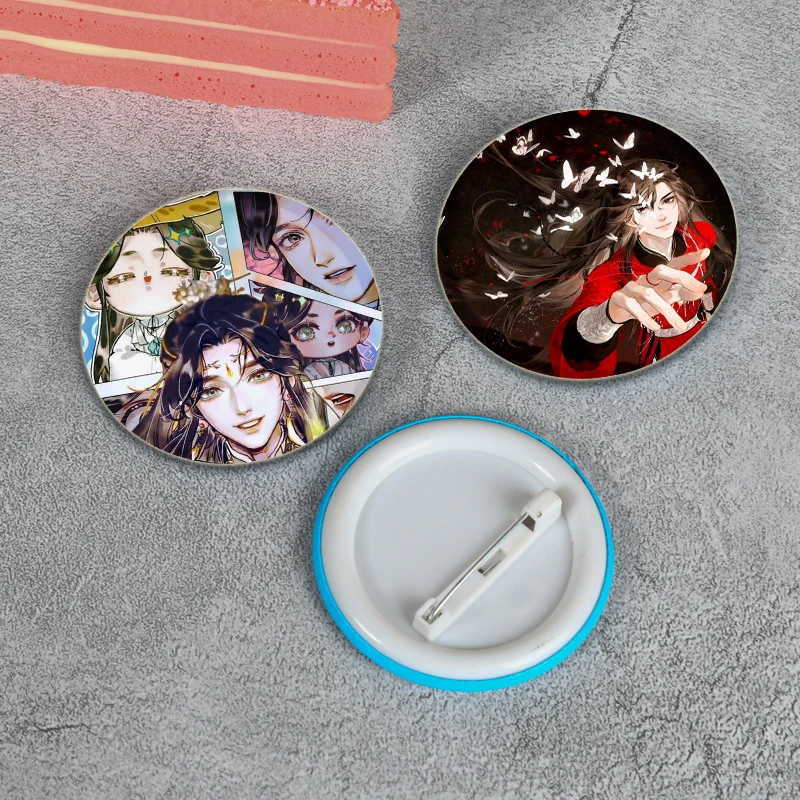 Heaven Official\'s Blessing Badge Hua Cheng and Xie Lian Cartoon Figure Brooch Pins for Backpack Accessories Jewelry Hat Backpack