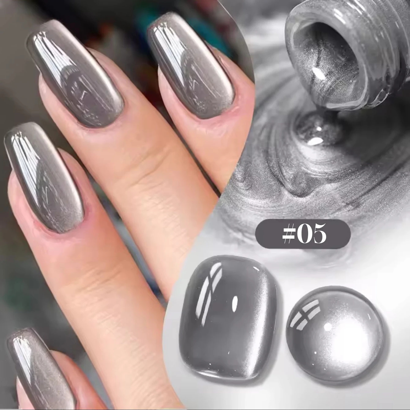 12ML 1 Uds uñas de otoño gris negro imán ojo de gato Gel esmalte de uñas uñas negras cuentas de vidrio gris seda ojo de gato pegamento para uñas cosas de uñas