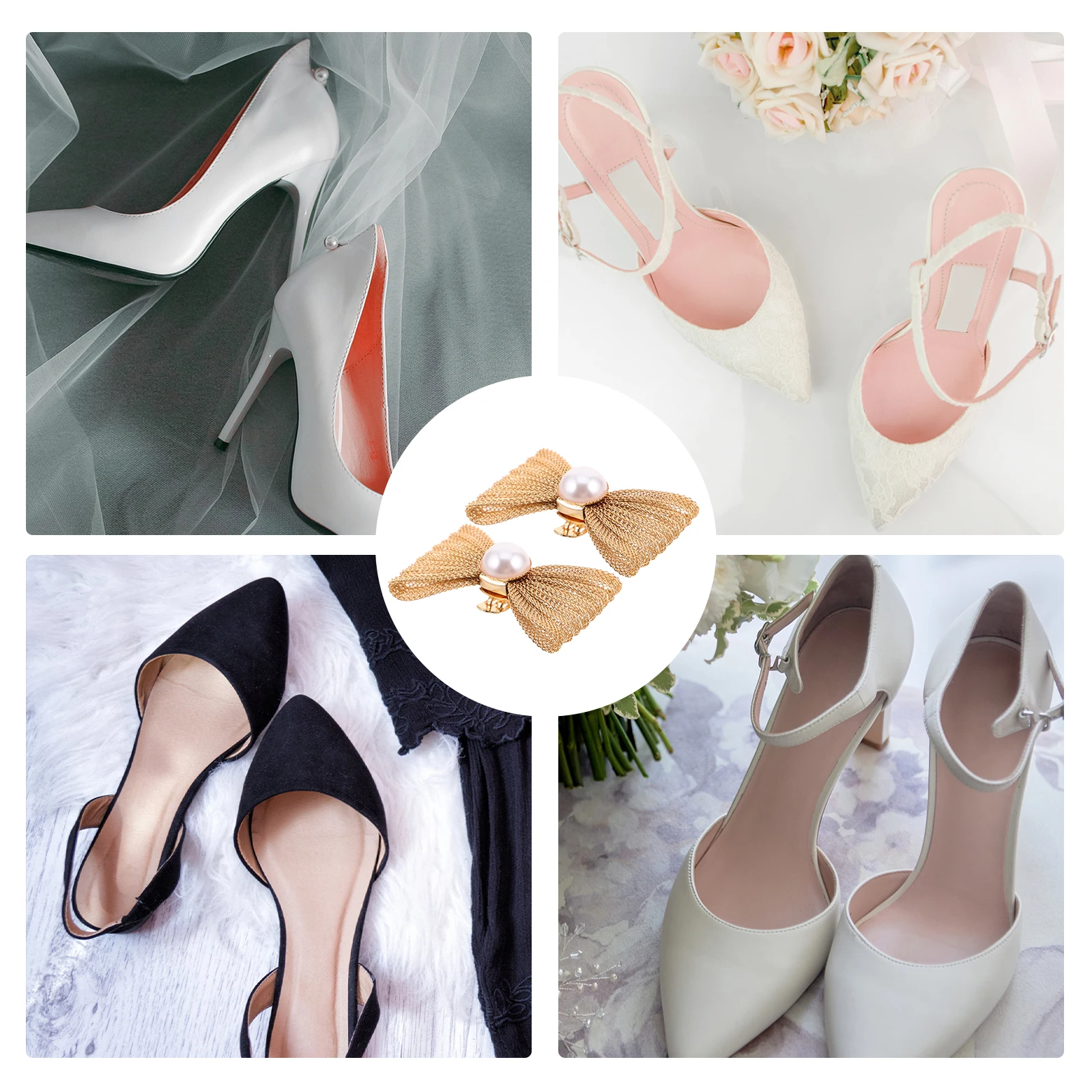 

2 Pcs Pearl Butterfly Shoe Buckle Clip on Jewelry Crystal Buckles Diy High Heels Flower Clips Simple and Stylish Flowers