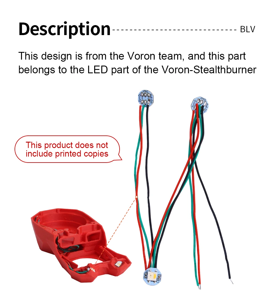 BLV®  RGB Mini Button PCB Voron StealthBurner Neopixel RGB LED Kit Voron2.4 Trident 3D Printer  PTFE Wiring Harness