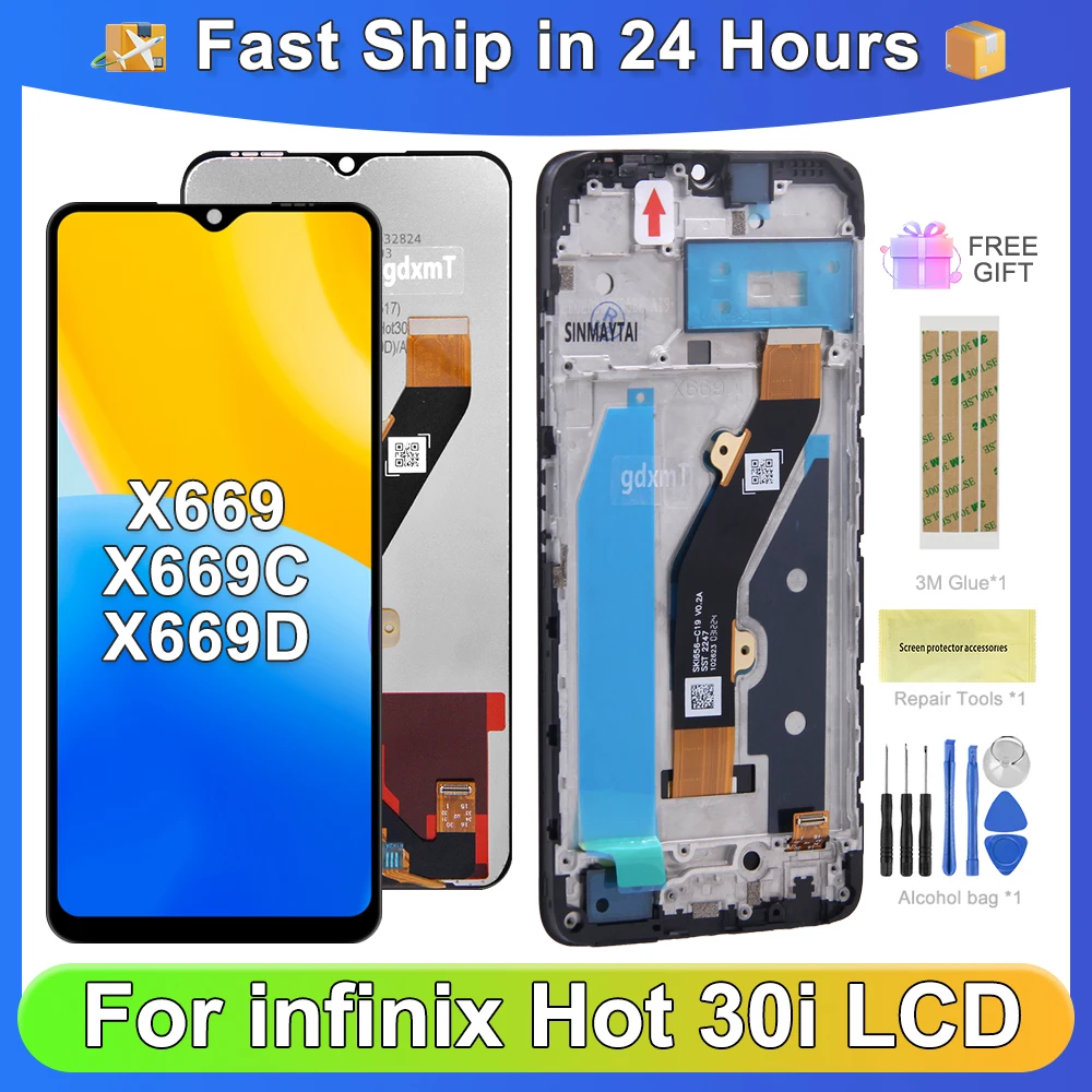 For Infinix Hot 30i For  6.56\'\'Hot30i X669 X669C X669D LCD Display Touch Screen Digitizer Assembly Replacement