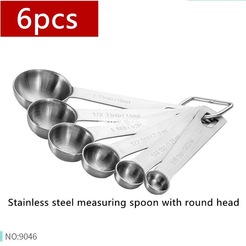 

6pcs Coffee Stainless Steel Measuring Spoon Set Kitchen Scale Baking Cream Food Seasoning Flour Tool 1.25ml 2.5ml 5ml 15ml Scale