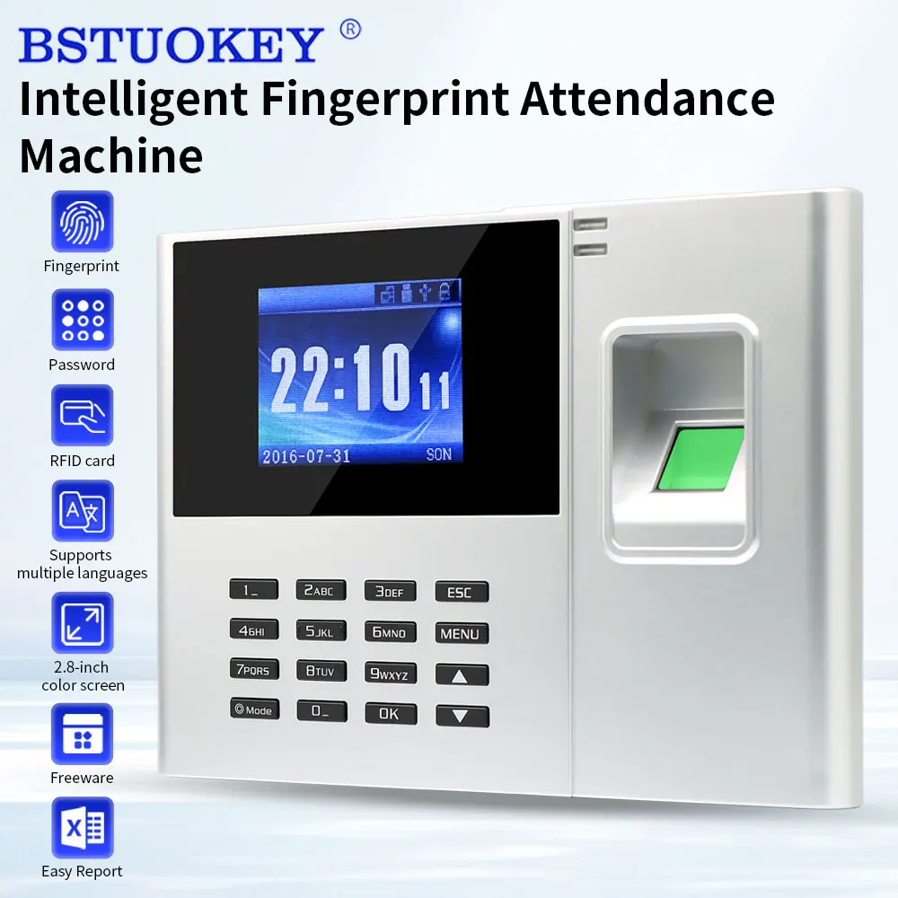 

Biometric Fingerprint Time Attendance Clock TCP/IP WiFi 2.8 Inch Office Employee Recorder Device with 3000 Users Capacity