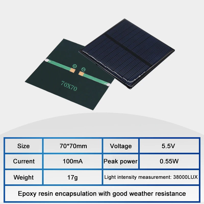 Mini 1PC  5.5V Mono/Poly Solar Panel Epoxy Board 50mA 60mA 100mA 110mA 200mA 350mA DIY Solar Cells for Battery Power Charger