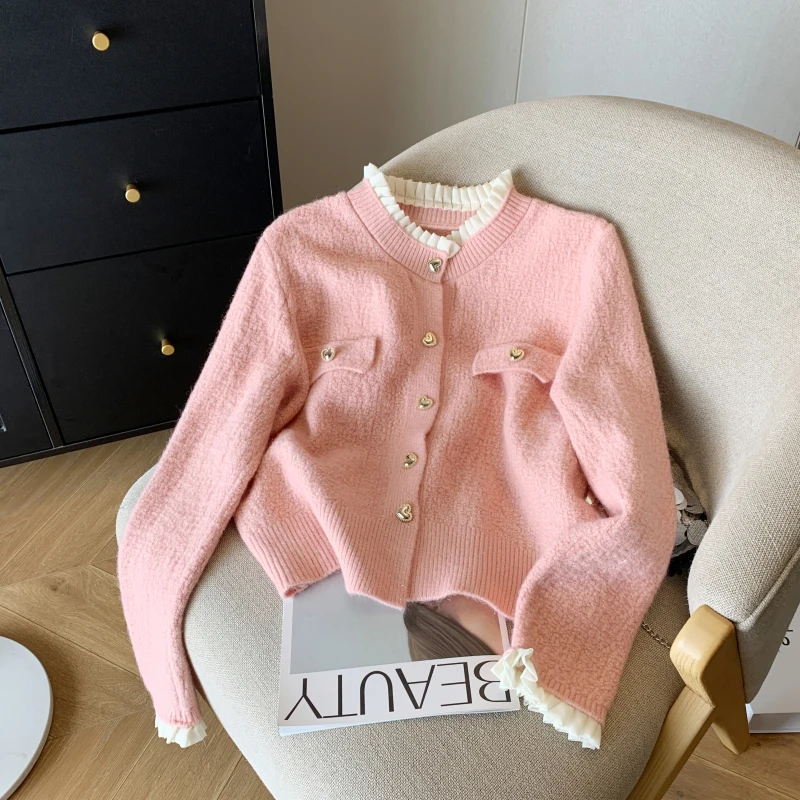 Jesienny dzianinowy kardigan dla kobiet Tender Design Temperament Koreańska moda Casual All-match Ladies Loose Casual Sweater