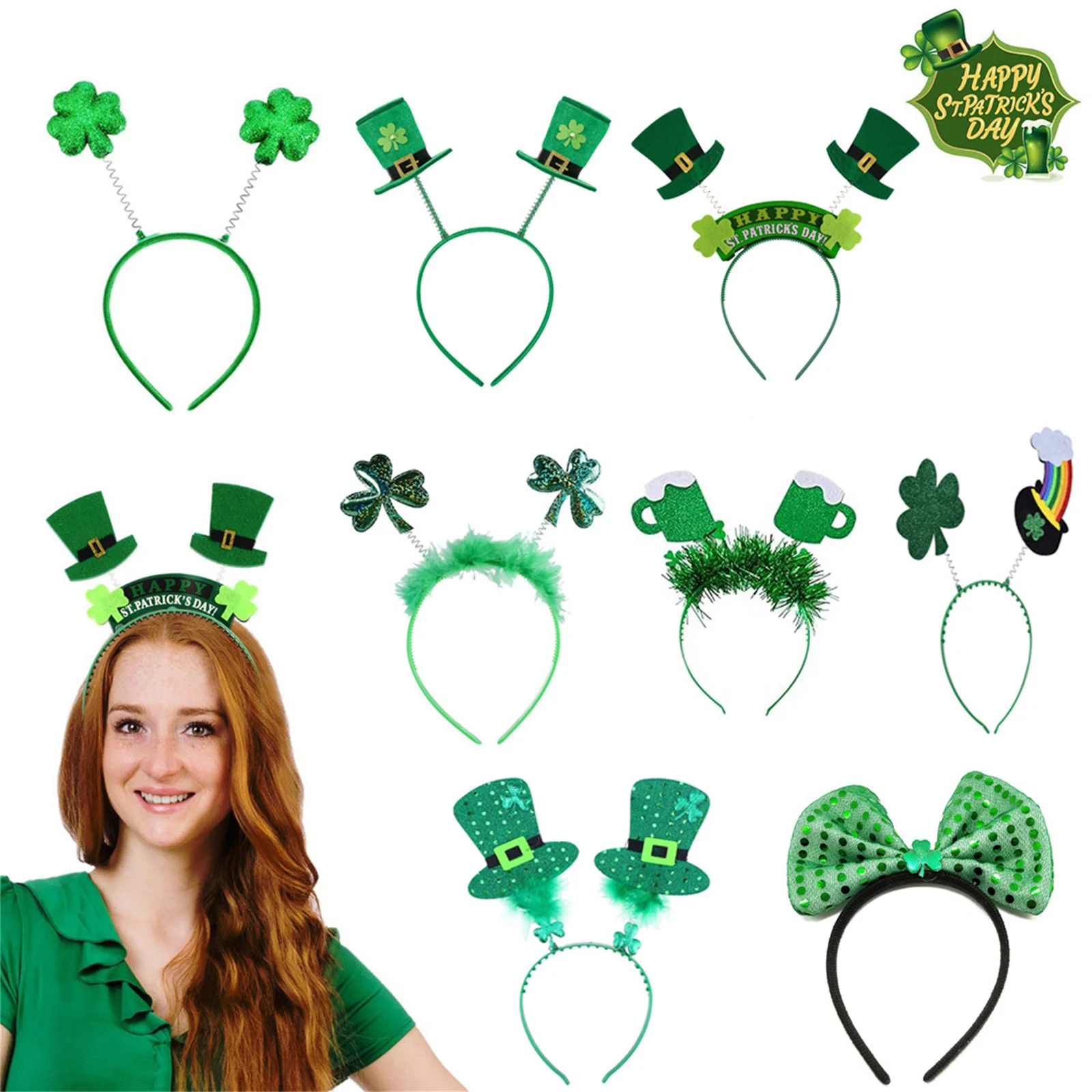 

St. Patrick's Day Ladies Fashion Headbands Children Girls Cute Hair Hoops Holiday Party Decorative Hair Ties Hair Accessorries