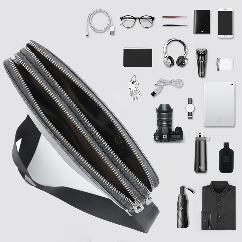 Me's Crossbody سعة كبيرة الأعمال Commutig بسيط رسول حقيبة الرجال طبقة علوية من الجلد جلد البقر موضة حقيبة الظهر Sigle الكتف #4