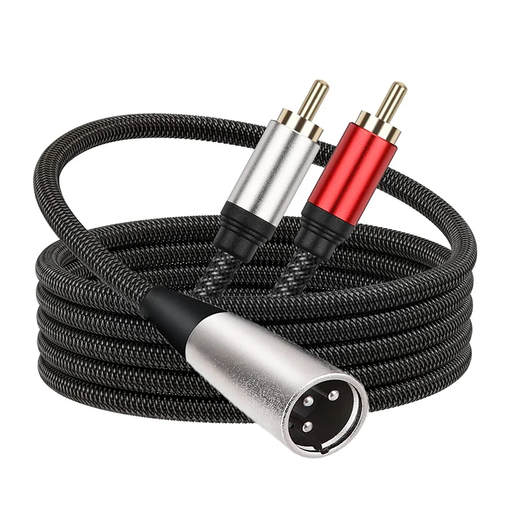 Triple Core XLR Dual Lotus Microphone Cable XLR To 2RCA Y Splitter Jumper Stereo Audio Interconnect Cable Adapter