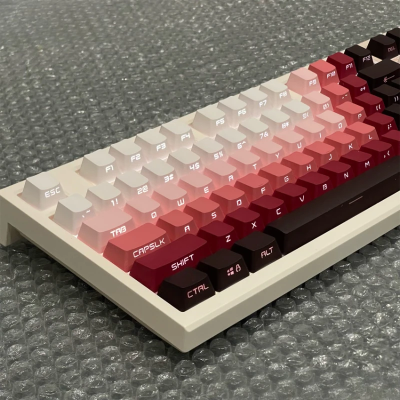 Rouge and Rosy Glow Theme Keycaps Set Customized PBT Sublimation OEM Profile Keyboard Cap for Mechanical Keyboard Accessories