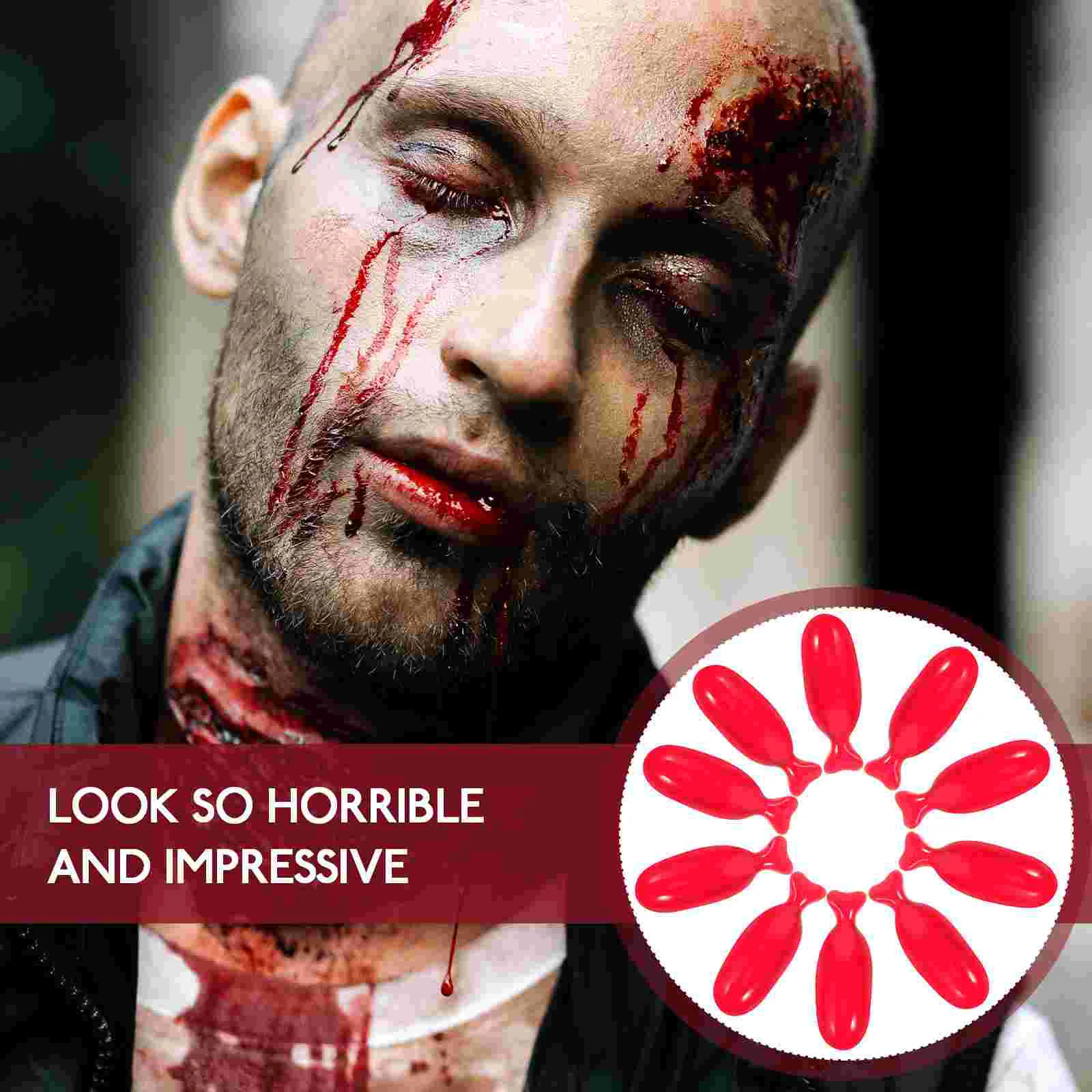 10 Pcs Fake Blood Capsules Halloween Prank Props Zombie Supply Spoof Film Party Plasma Food Coloring Toy