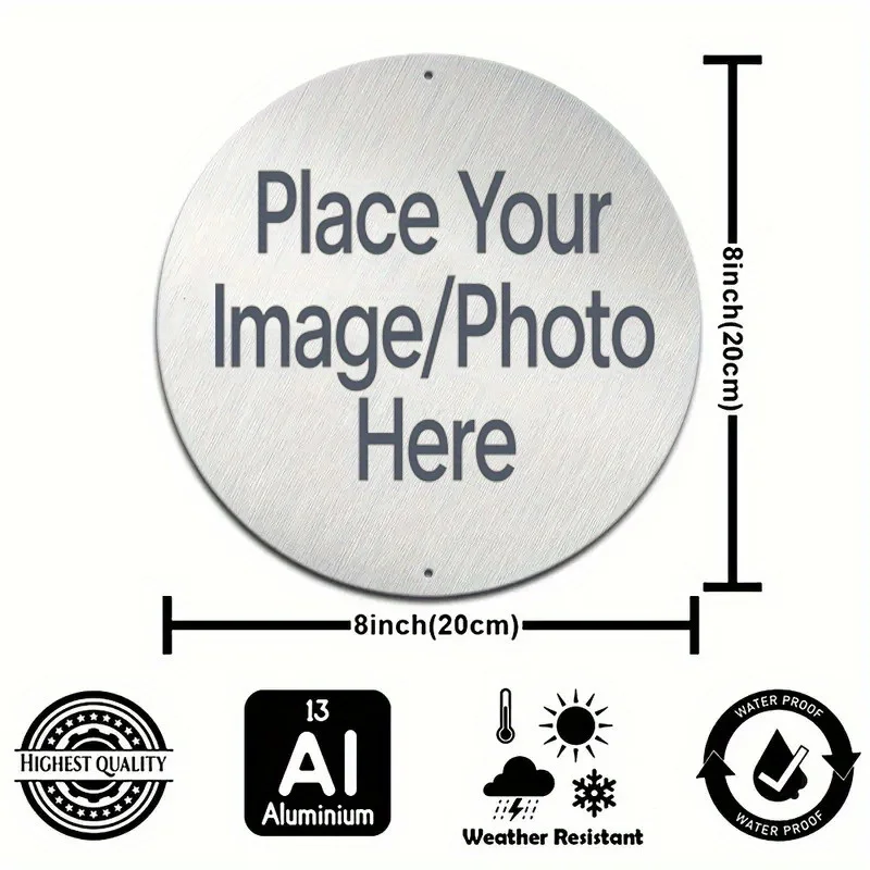 

Custom Round Metal Sign with Your Photo, Personalized Vintage Wall Art, 7.9-Inch Durable Home Decor for Living Room, Bedroom, Of