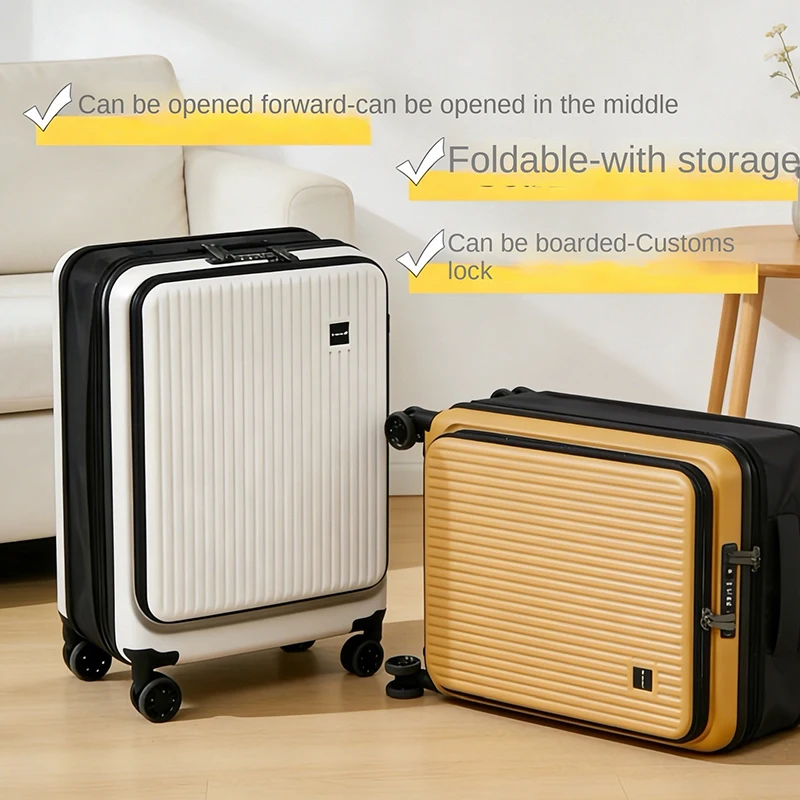 

20-дюймовый чемодан для путешествий с боковым открытием, складной, с замком TSA, на колесиках, расширяемый, для бизнеса, легкий, но прочный, из поликарбоната.