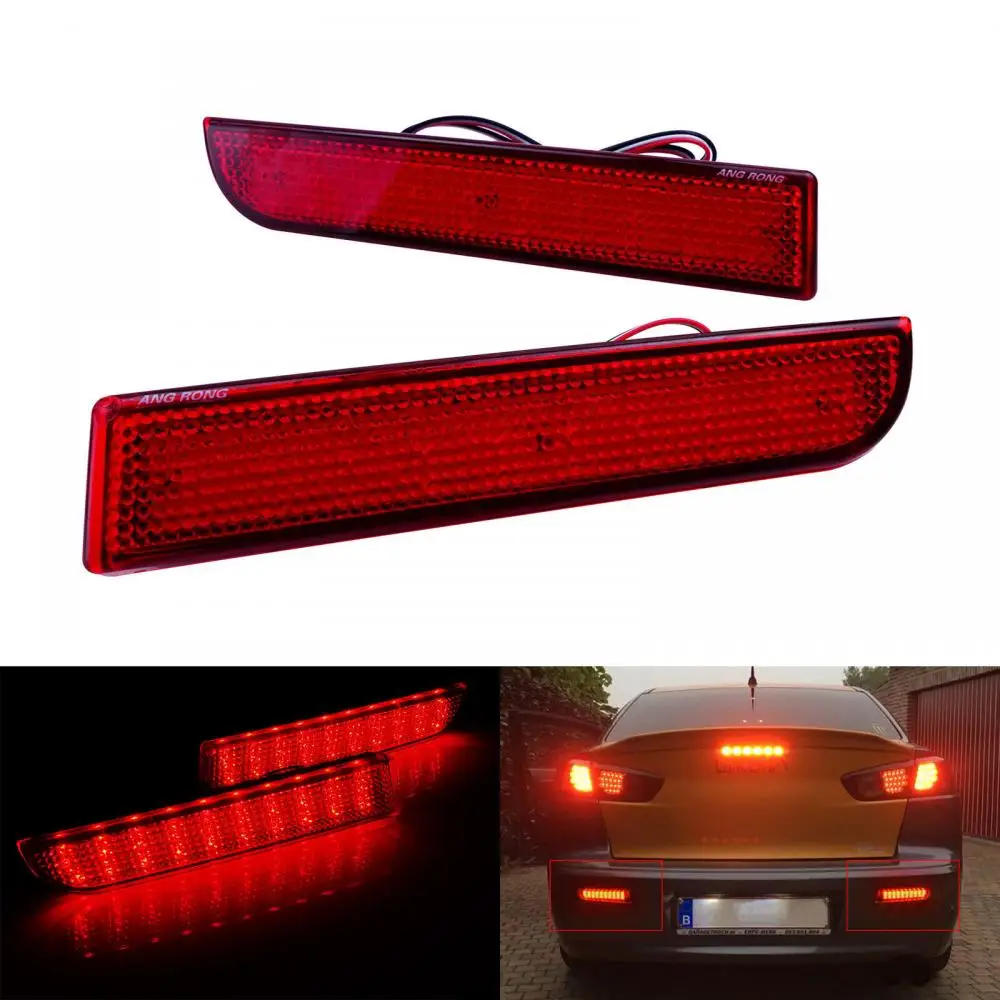

Red LED Bumper Reflector Tail Brake Light Kit Fit Mitsubishi Lancer EVO CZ4A RVR