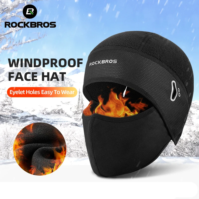 ROCKBROS Winter Caps Bike Balaclava Bicycle Motorcycle Cap Glasses Hole Bandana Sports Running Headband Windproof Keep Warm Mask