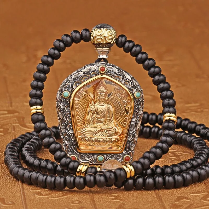 

High Quality Unique Nepal Buddhism Pendant Necklaces Women Amulet Chinese Style Maitreya Necklace Jewelry New thangka ornaments