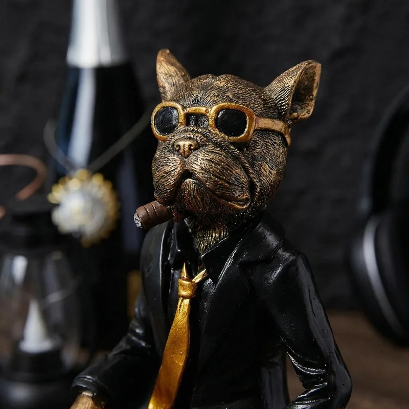 

Creative Sunglasses, Fighting Dog Statue Ornament, Home Decor, Living Room Puppy Sculpture, Resin Crafts Living Room Decoration