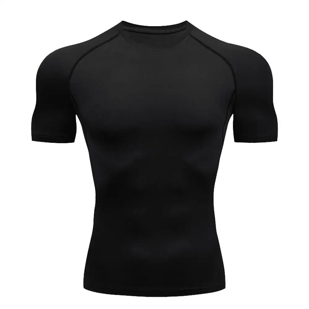 Short Sleeve T Shirt Men Gym Fitness Dry Fit Shirts Men Training Workout Compression Shirt Rashguard Boxing Shirts Sport Top Men