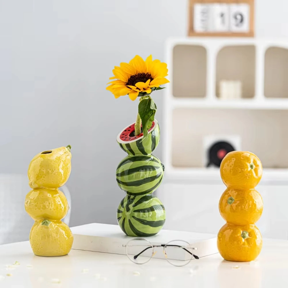 

Creative Nordic Style Fruit Flower Vase Aesthetic Vase Insert Ceramic Home Desktop Porch Decoration Ornament Artwork Gift