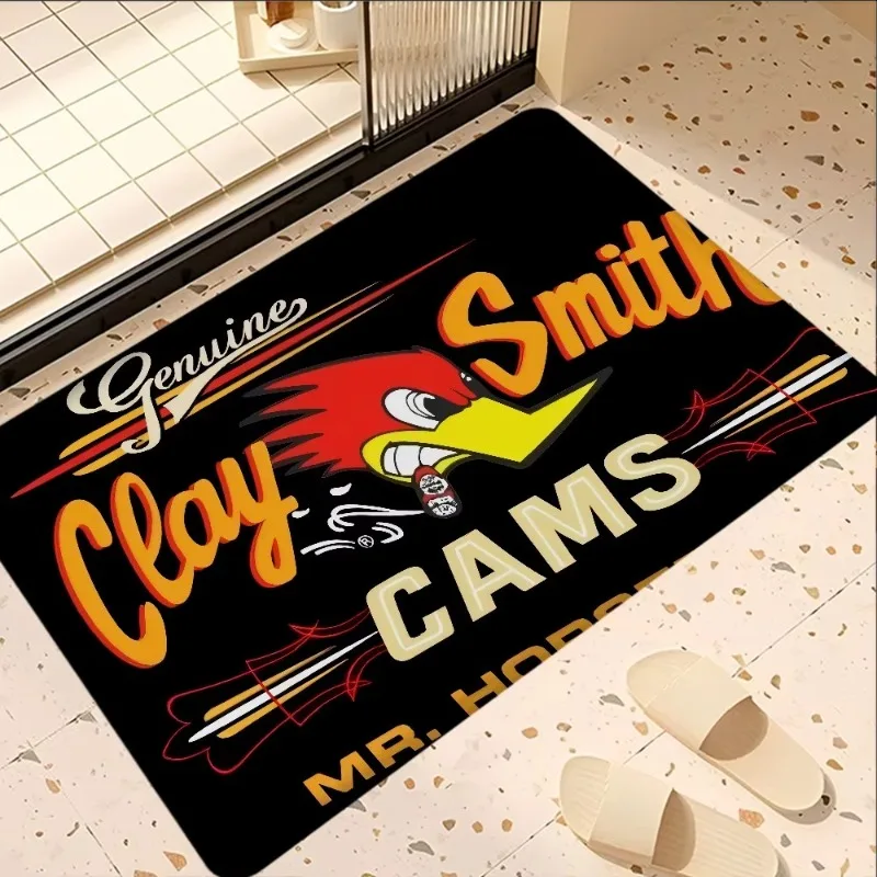 Vintage Hot Rod Bird Graphic Non Slip Indoor Entrance Rug Retro Clay Smith Cams Print Home Entry Decor Flannel Door Mat
