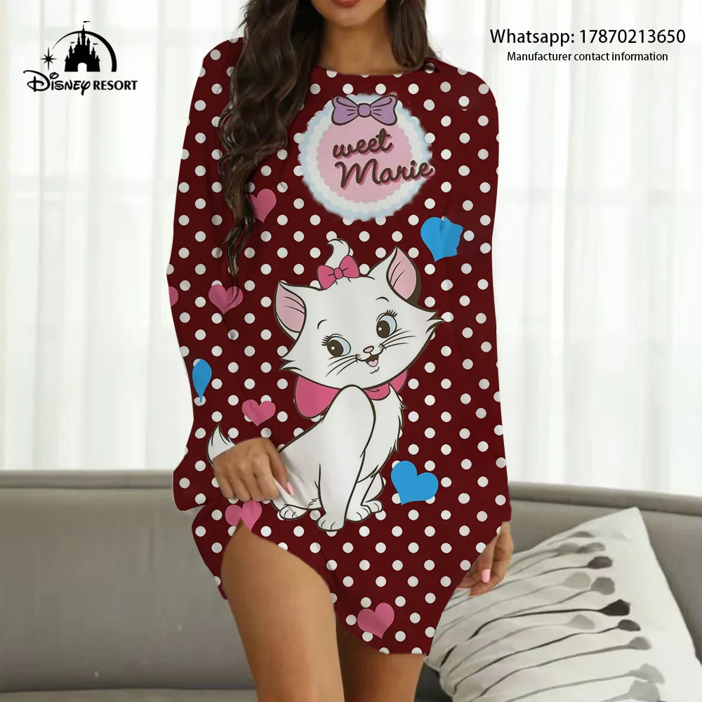 Disney Brand Mary Cat Cartoon Print Hot Sweetheart Women's Homewear Fall Fashion Casual Bohemian Homewear 2022 New