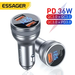 Essager-Mini cargador USB para coche, dispositivo de carga rápida 3,0, 36W, para iPhone 14, 13, Samsung, Xiaomi, USB tipo C