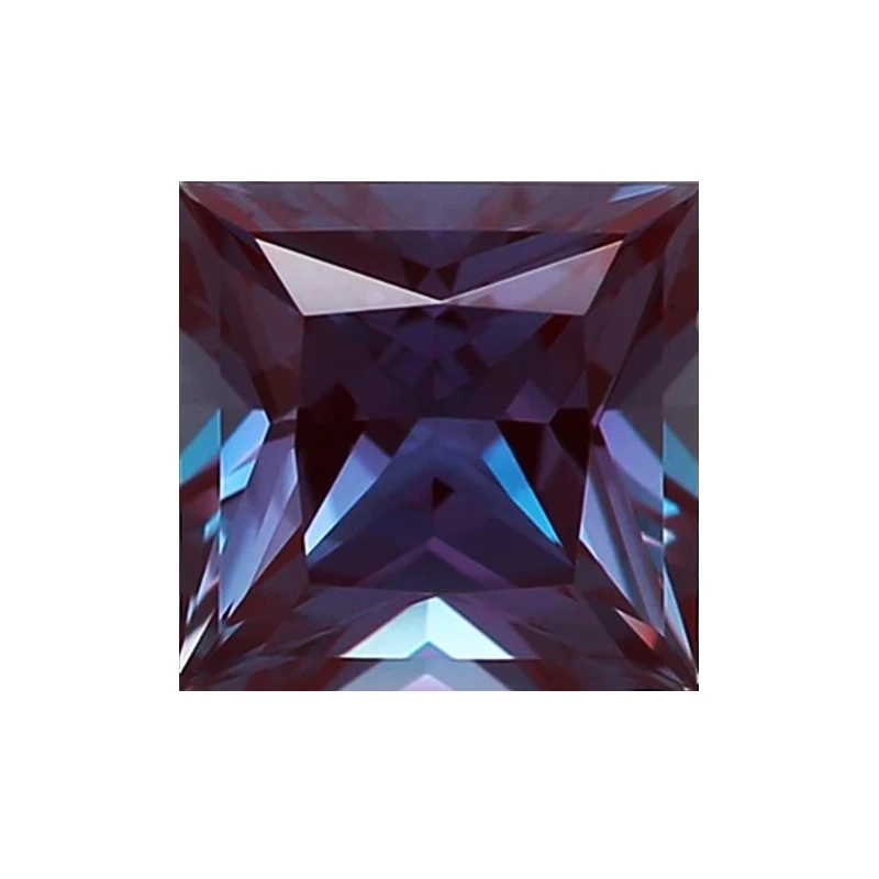 Synthetische korund Alexandrite kleurverandering 10x10 mm (1 stuk) Princess Square losse edelsteen