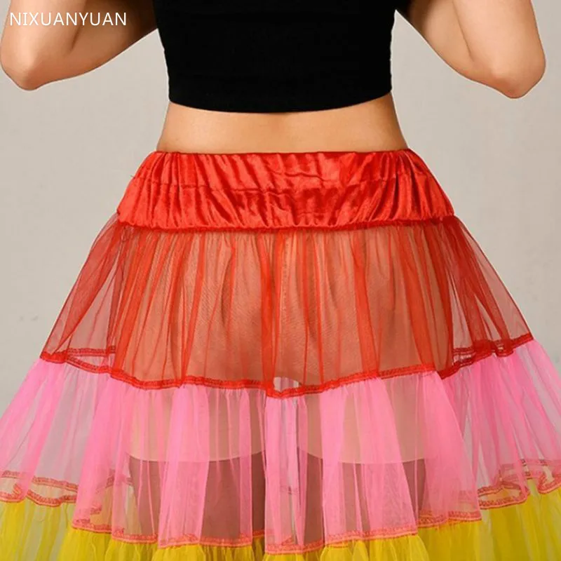 New Bride Boneless Wedding Dress Skirt Color Large Pendulum Dance Half-length Mesh Tutu Skirts Petticoat