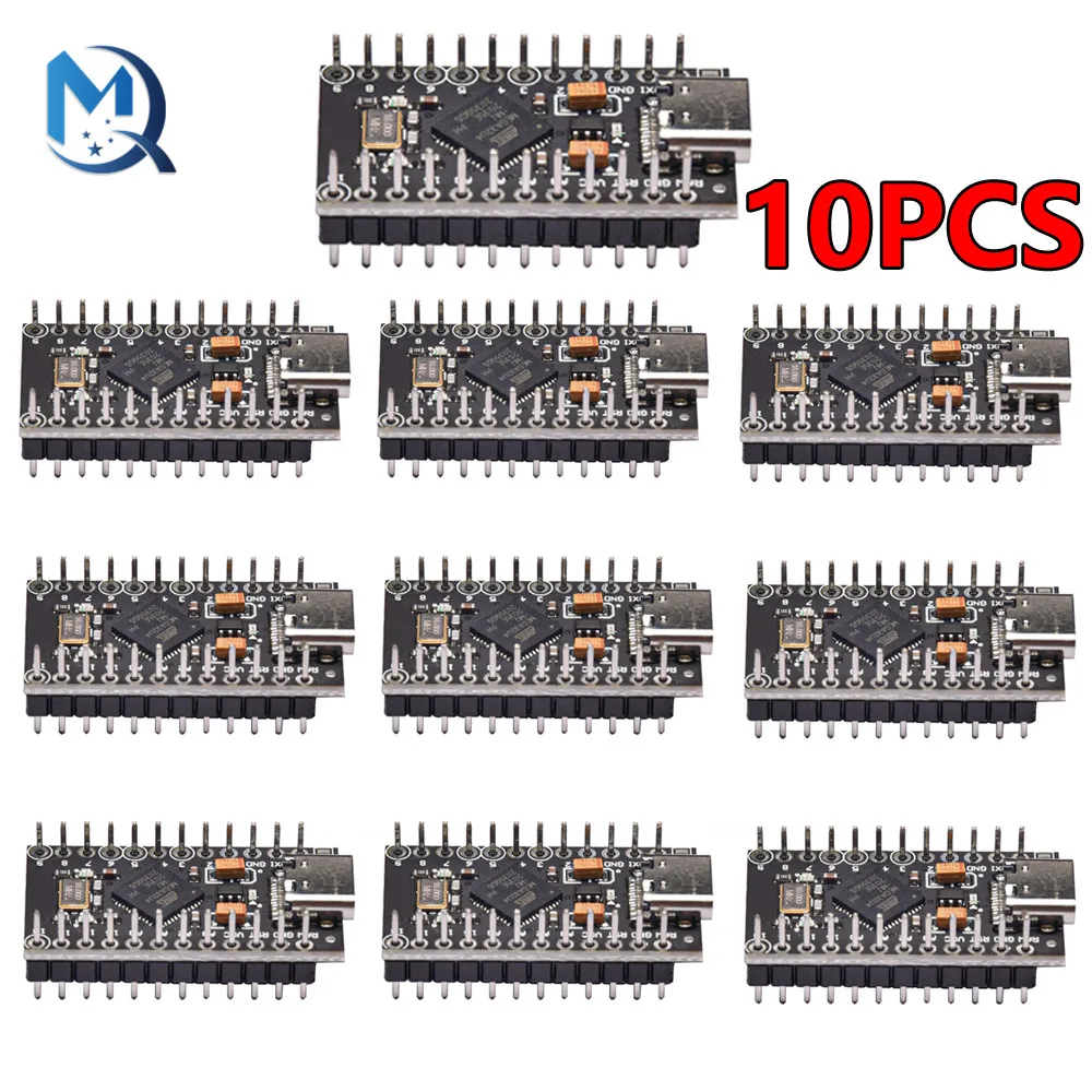 10Pcs Type-C MINI USB Pro Micro For Arduino ATmega32U4 5V/16MHz  Module With 2 Row Pin Header For Leonardo Usb Interface Board