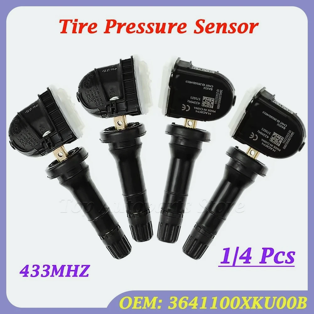 

1/4 piezas 433MHZ para 3641100 XKU00B Great Wall Tengyi Wingle 5 7 Haval H2 H5 H6 H7 M6 TPMS Sensor presión neumáticos