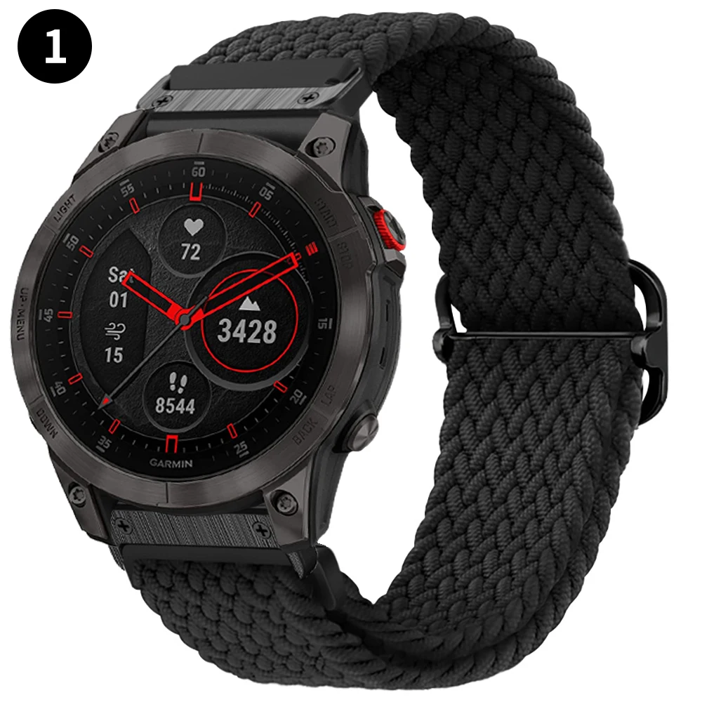 QuickFit 22 مللي متر 26 مللي متر حزام مطاط من النايلون المضفر لـ Garmin EPIX GEN2 Fenix7 7X Solar/6X 6XPro 5XPlus Enduro 2 حزام الساعات