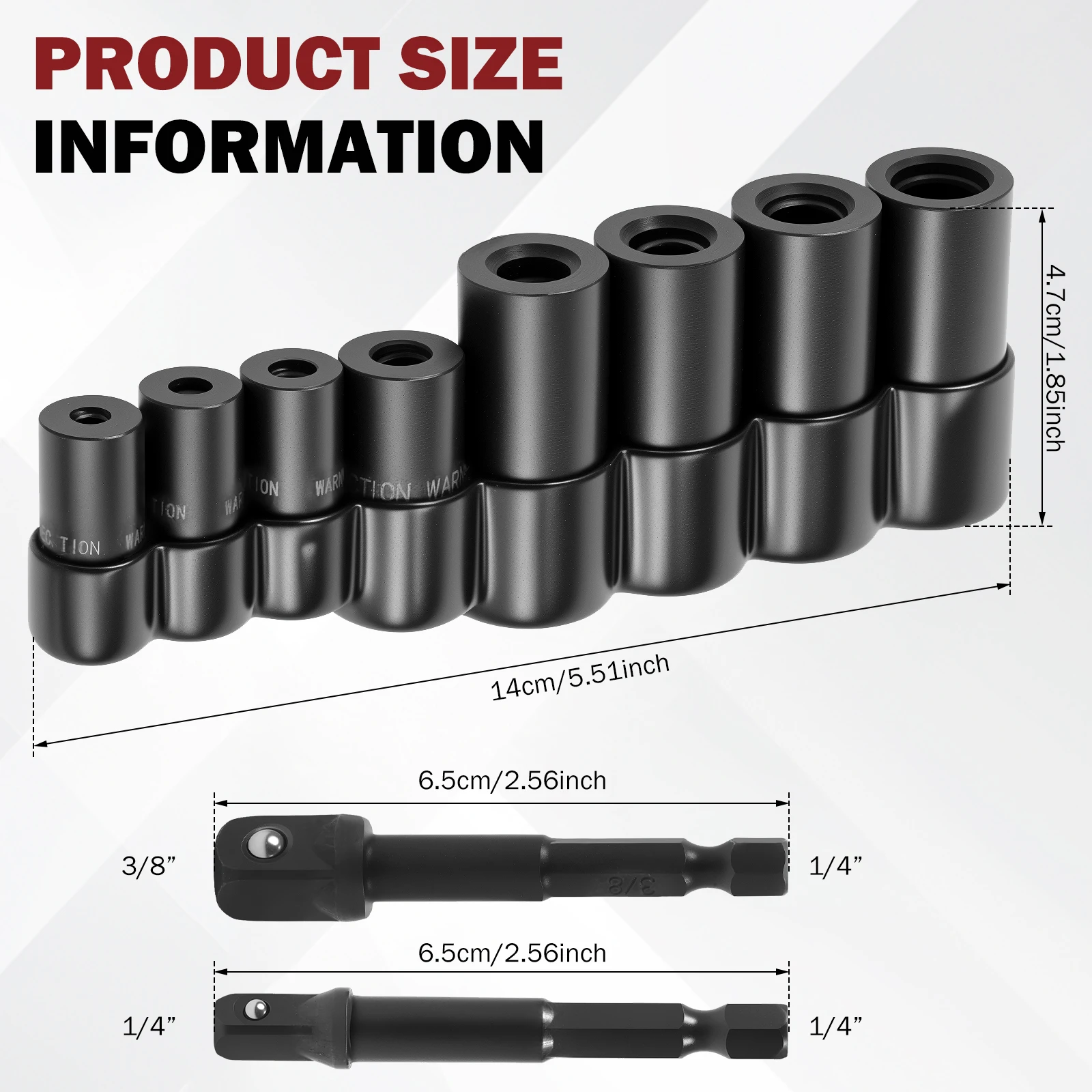 8 pçs conjunto de soquete de torneira 1/4 Polegada e 3/8 Polegada kit de soquete titular com suporte de soquete para espaço apertado fracionário