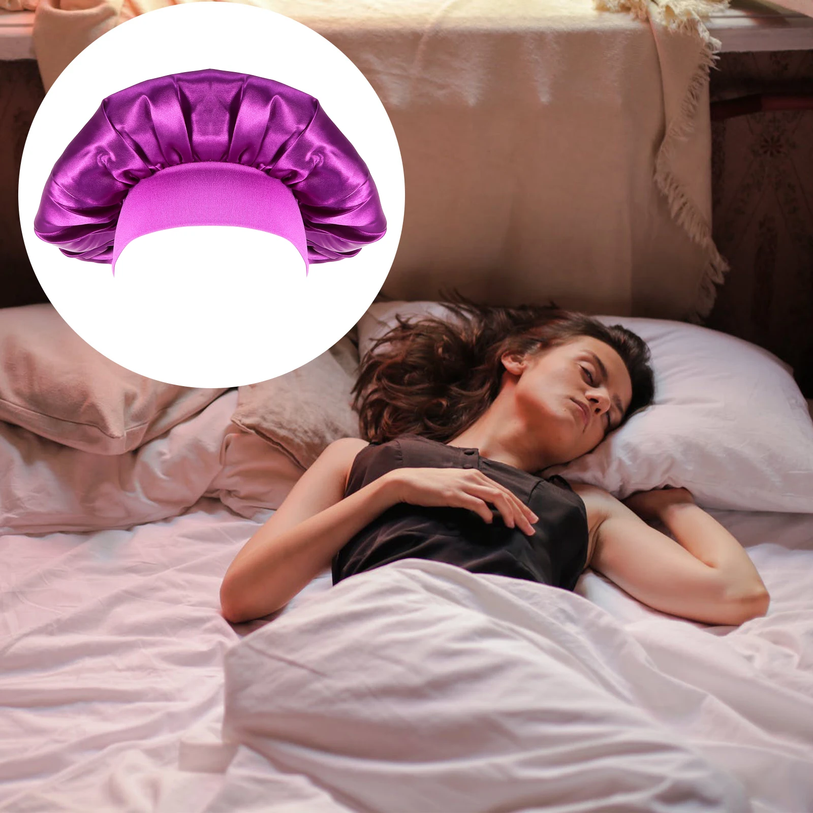 

High Elastic Headband Sleeping Satin Bonnets for Women Silk Hat Wrap Headbands Broadside Miss