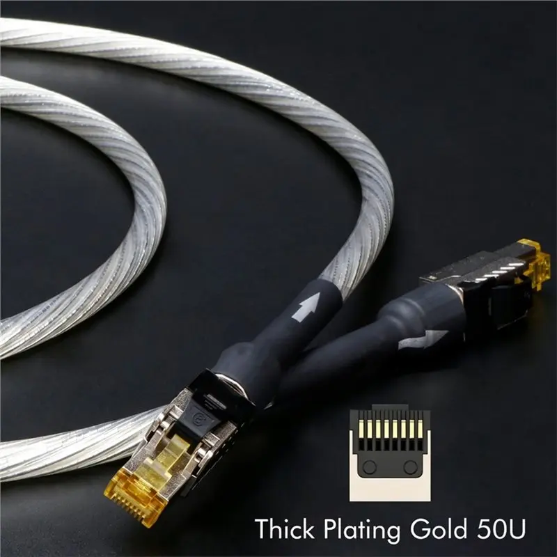 T24C HIFI Network Patch Cable Cat8 Ethernet Cable Rj45 Interface 2000Mhz 40Gbps Speed For Applied To Computers Notebook