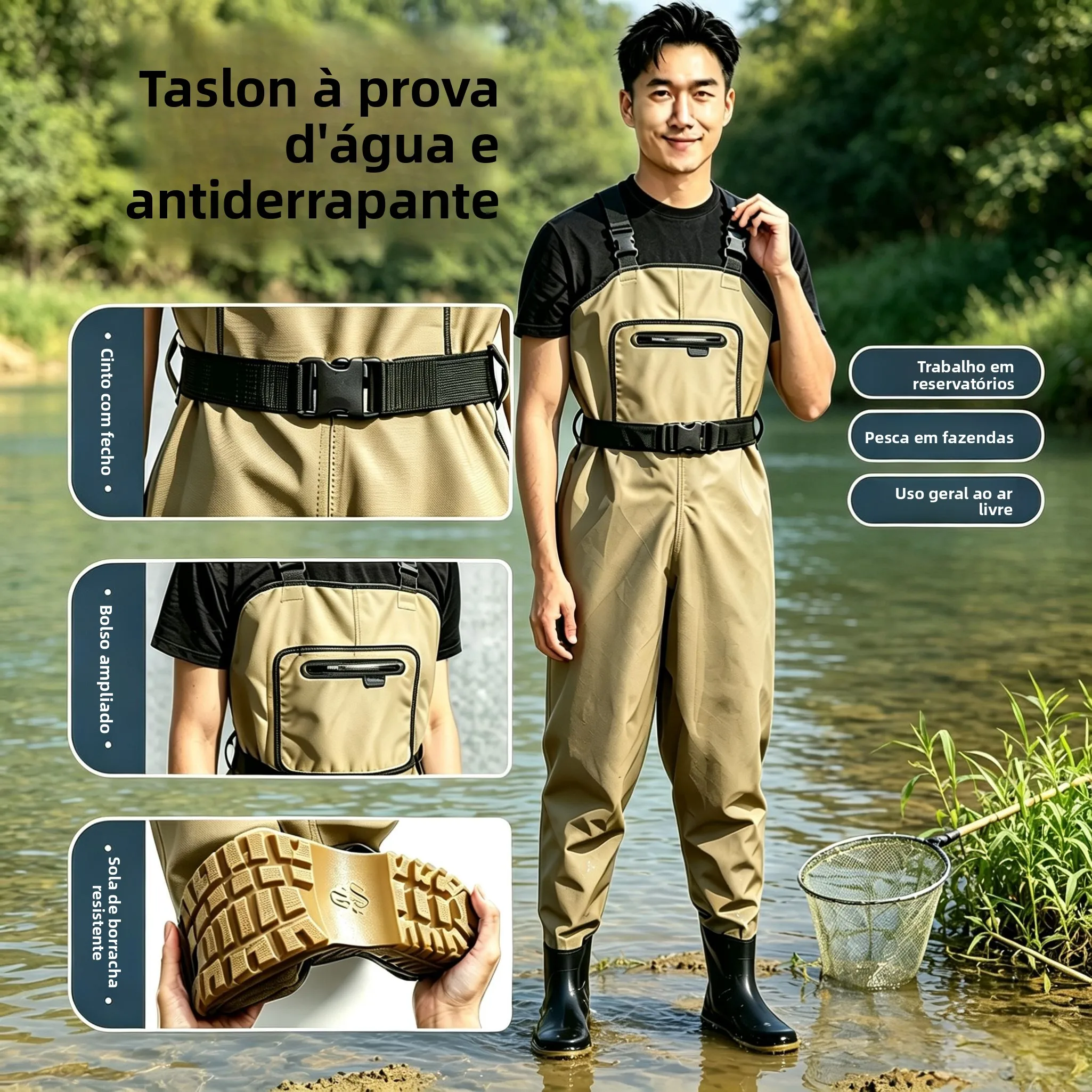 durable-lightweight-waterproof-fishing-pants-half-length-wading-trousers-thin-soft-nylon-taslon-omni-tech-waterproof-technology